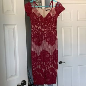 Short red lace dress